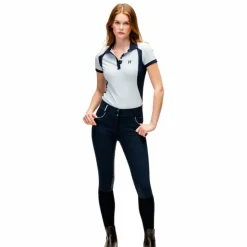 Horseware - Polo manches courtes femme Newmarket Bleu Outlet