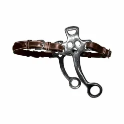 New Jump'In - Hackamore en cuir branches courtes et plates poney havane Marron