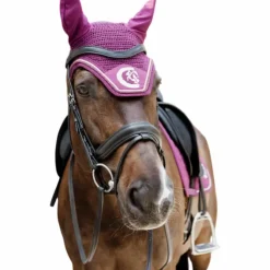 New Kentucky Horsewear - Bonnet pour chevaux anti-bruits Wellington 3D Logo Rope Violet