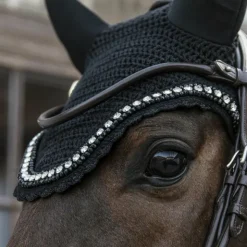Kentucky Horsewear - Bonnet anti-mouche Wellington big stone & pearl anti-bruit Noir