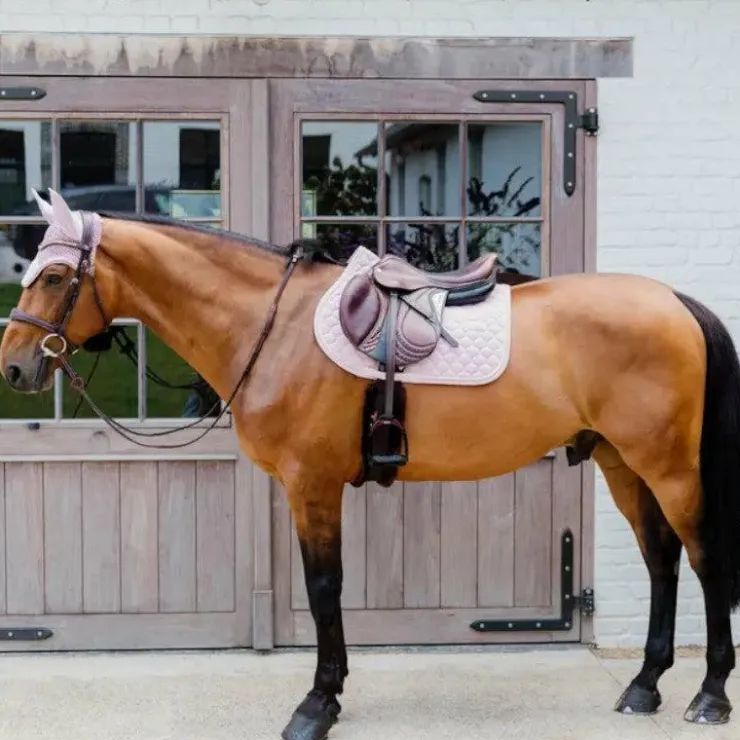 Kentucky Horsewear - Bonnet anti-mouches Wellington 3D Logo corde pâle Rose Clearance