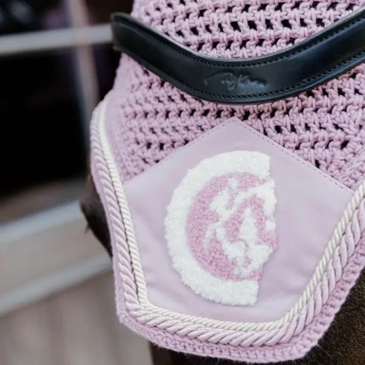 Kentucky Horsewear - Bonnet anti-mouches Wellington 3D Logo corde pâle Rose Clearance