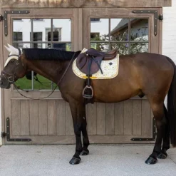 Discount Kentucky Horsewear - Bonnet pour chevaux Wellington Velvet Printing spring leaves whispers marron/ blanc Beige
