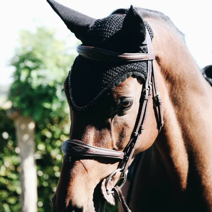 Kentucky Horsewear - Bonnet Long stone & Pearl anti-bruits noir Clearance