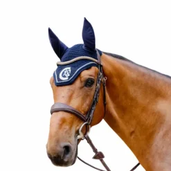 Kentucky Horsewear - Bonnet anti-mouches Wellington 3D Logo corde Marine