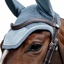 Outlet Kentucky Horsewear - Bonnet pour chevaux anti-bruits Wellington Velvet light blue Bleu