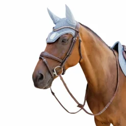 Best Kentucky Horsewear - Bonnet anti-mouches Wellington 3D Logo corde clair Bleu