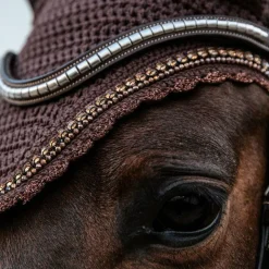 Kentucky Horsewear - Bonnet Long stone & Pearl anti-bruits marron Outlet