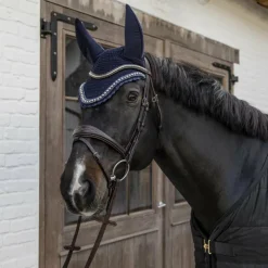 Clearance Kentucky Horsewear - Bonnet anti-mouche Wellington big stone & pearl anti-bruit foncé Marine