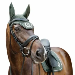 Best Kentucky Horsewear - Bonnet anti-mouches Wellington 3D Logo corde pin Vert