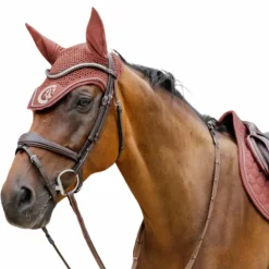 Kentucky Horsewear - Bonnet anti-mouches Wellington 3D Logo corde fuchsia Rose Best