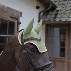 Discount Kentucky Horsewear - Bonnet pour chevaux anti-bruits softshell kaki/ vieux rose Vert