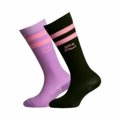 Kentucky Horsewear - Chaussettes d'équitation enfant x2 / vert foncé Violet