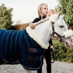 Best Kentucky Horsewear - Couverture de présentation velvet bleu pour minis 160g Marine