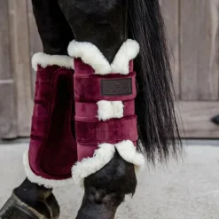 New Kentucky Horsewear - Guêtres fermées cuir velvet contrast x2 Bordeaux