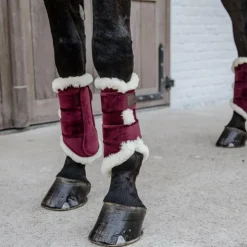 New Kentucky Horsewear - Guêtres fermées cuir velvet contrast x2 Bordeaux