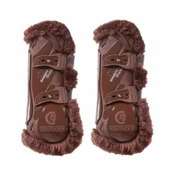 Best Kentucky Horsewear - Guêtres ouvertes mouton vegan Bamboo Elastique x2 Marron