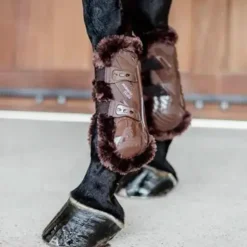 Best Kentucky Horsewear - Guêtres ouvertes mouton vegan Bamboo Elastique x2 Marron