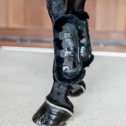 Kentucky Horsewear - Guêtres ouvertes mouton vegan Bamboo Elastique x2 Noir Outlet