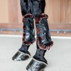 Hot Kentucky Horsewear - Guêtres ouvertes mouton marron vegan Bamboo Elastique x2 Noir