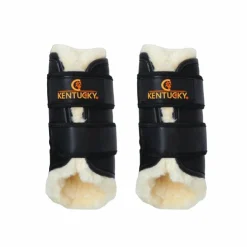 Outlet Kentucky Horsewear - Guêtres cheval Turn Out cuir antérieurs x2 Noir