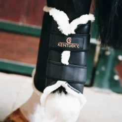 Kentucky Horsewear - Guêtres cheval Turn Out cuir postérieurs x2 Noir Discount