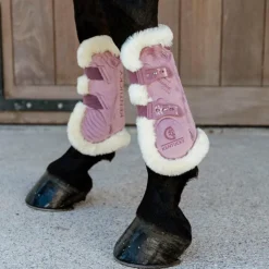 Kentucky Horsewear - Guêtres ouvertes mouton vegan Bamboo Elastic Velvet vieux x2 Rose Best