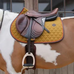 Clearance Kentucky Horsewear - Tapis de selle Onion Quilt Leather Neon kaki Vert