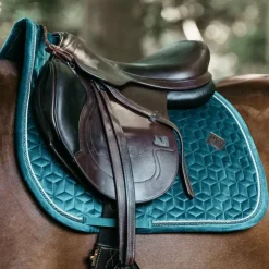 Sale Kentucky Horsewear - Tapis de selle Velvet Jumping Emeraude Bleu