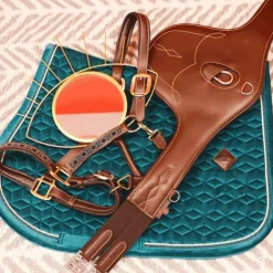 Sale Kentucky Horsewear - Tapis de selle Velvet Jumping Emeraude Bleu