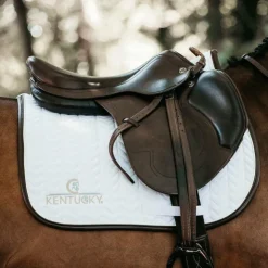 New Kentucky Horsewear - Tapis de selle Fishbone blanc cuir