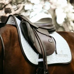 New Kentucky Horsewear - Tapis de selle Fishbone blanc cuir