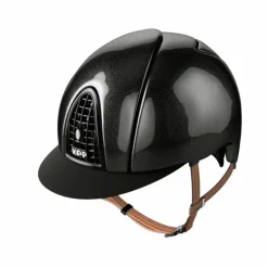 New KEP - Casque d'équitation Cromo Shine visière standard jugulaire beige Noir