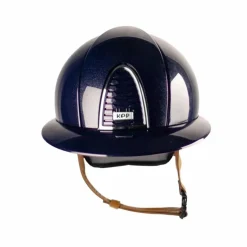 New KEP - Casque d'équitation Cromo 2.0 Diamond blue polo jugulaire beige Marine