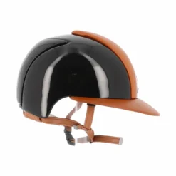 KEP - Casque personnalisé Cromo Polish Black Leather Cognac Visière Polo Noir New