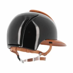KEP - Casque personnalisé Cromo Polish Black Leather Cognac Visière Polo Noir New