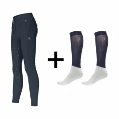 Kingsland - Pack Pantalon d'équitation femme KLKimi + Chaussettes d'équitation Classic Show Marine