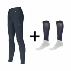 Kingsland - Pack Pantalon d'équitation femme KLKira + Chaussettes d'équitation Classic Show Marine Best
