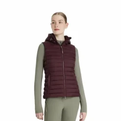 Sale LeMieux - Doudoune sans manche à capuche femme Rose damson Bordeaux