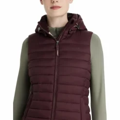 Sale LeMieux - Doudoune sans manche à capuche femme Rose damson Bordeaux