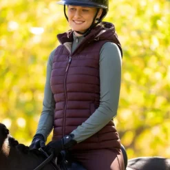 Sale LeMieux - Doudoune sans manche à capuche femme Rose damson Bordeaux