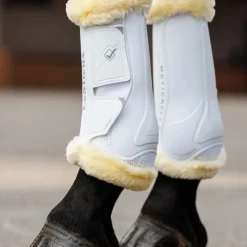 LeMieux - Guêtres de dressage Motionflex avec fourrure / naturel Blanc Discount
