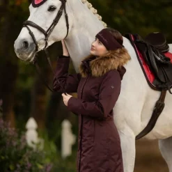 LeMieux - Manteau d’équitation imperméable long femme Anya damson Bordeaux New