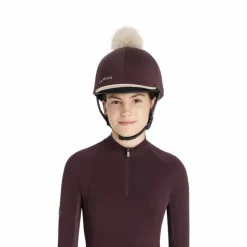 Hot LeMieux - Toque de casque à pompon amovible Classique damson Bordeaux