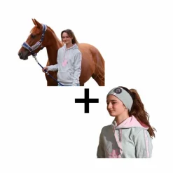 Discount Les poneys de Zoé - Pack Sweat manches longues Pony Jump + Headband bandeau et rose Gris