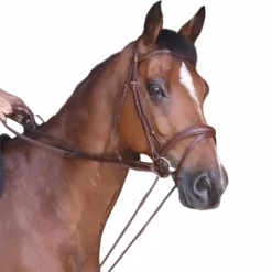 Discount Norton - Rênes allemande cuir/corde havane