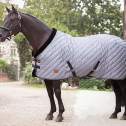Discount Paddock Sports - Couverture d'écurie Diagonal / noir 200g Gris