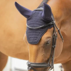 Pénélope - Bonnet pour chevaux anti-bruit Strass Marine