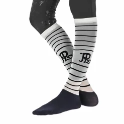 Pénélope - Chaussettes d’équitation concours rayé marine/crème (x2) Online