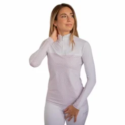 Pénélope - Polo de concours manches longues femme Debbie / rose Blanc Hot